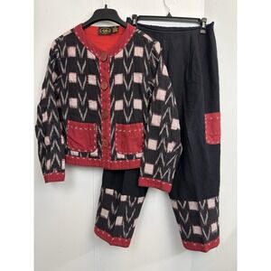 Allure Vintage Women's M Jacket & Pants Set Art To Wear Artsy Funky‎ Patchwork